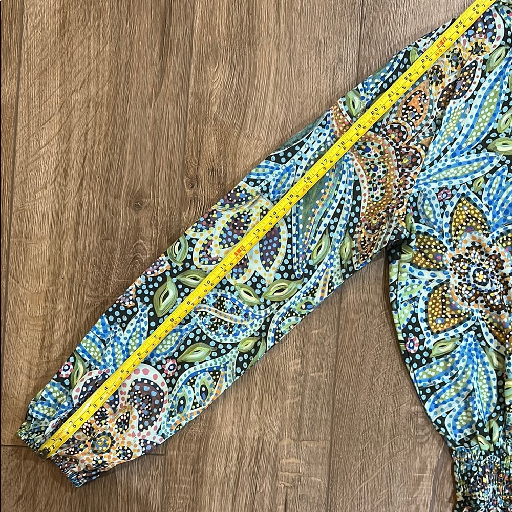 NWOT - ART MOSAIC FASHION by JANE VALLEJO Colorful Cinch Waist Women's Blouse - Picture 9 of 9